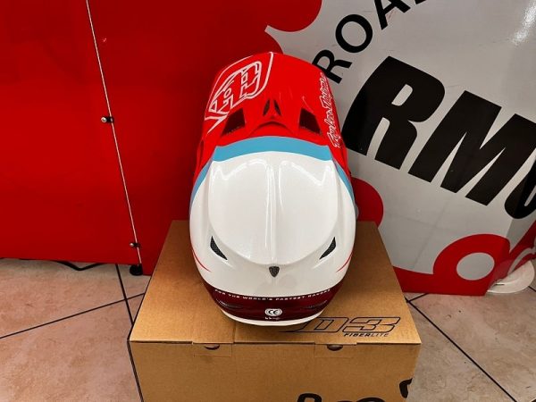 Casco Troy Lee Designs D3 2023 bianco e rosso. Caschi BMX e MTB Verona. Protezioni bici