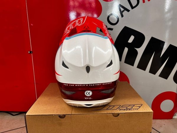 Casco Troy Lee Designs D3 2023 bianco e rosso. Caschi BMX e MTB Verona. Protezioni bici