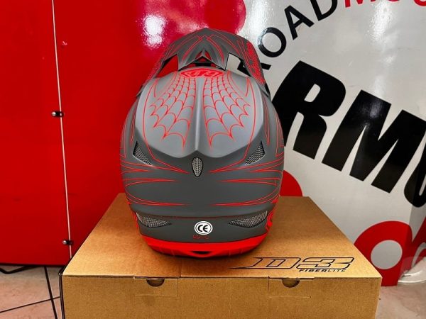 Casco Troy Lee Designs D3 2023 grigio e rosso. Caschi BMX e MTB Verona. Protezioni bici