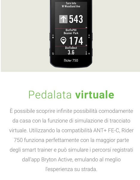 Bryton Rider 750, ciclo computer GPS touchscreen. Accessori per bici Verona. RMC negozio biciclette