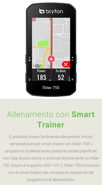 Bryton Rider 750, ciclo computer GPS touchscreen. Accessori per bici Verona. RMC negozio biciclette