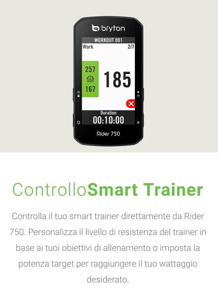 Bryton Rider 750, ciclo computer GPS touchscreen. Accessori per bici Verona. RMC negozio biciclette