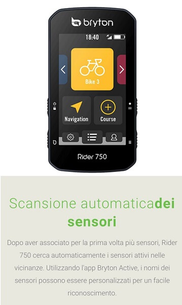 Bryton Rider 750, ciclo computer GPS touchscreen. Accessori per bici Verona. RMC negozio biciclette